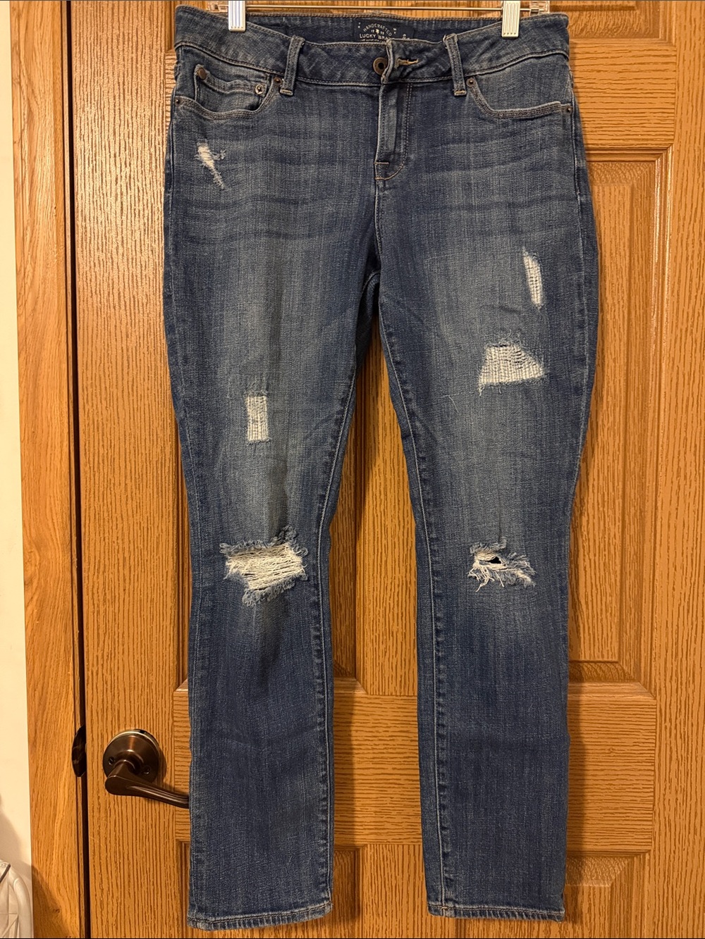 Lucky Brand Distressed Dark Blue Skinny Jeans